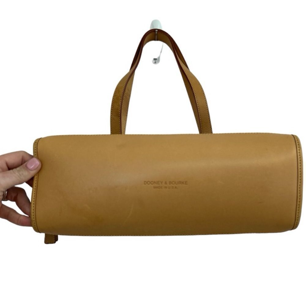 Vintage Dooney & Bourke Black Canvas & Naked Tan Leather East West‎ Carpet Bag - Picture 9 of 15